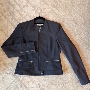 Calvin Klein Women's Dark Gray Zip-Front Blazer Jacket